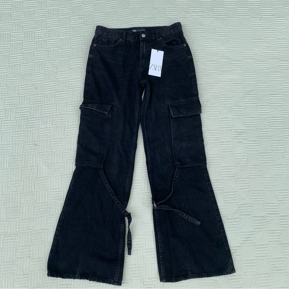 NWT Zara Black Women's Cargo Jeans Size 4
